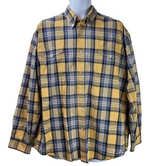 Roper Plaid Button Down Shirt Size XL Blue Tan - Picture 1 of 7